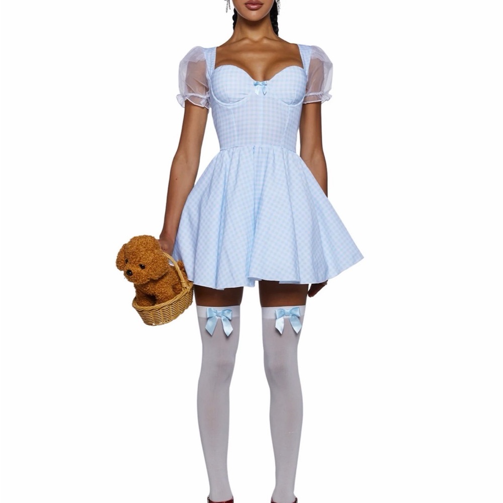 Wizard of Oz costume set, Blue Gingham Puff Sleeve Dress
